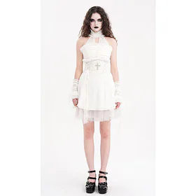 šaty dámské DEVIL FASHION - White Gothic Sexy Cut Out